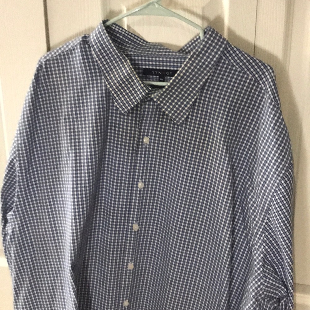 Blue & white long sleeve casual shirt